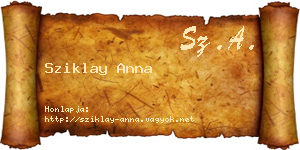 Sziklay Anna névjegykártya